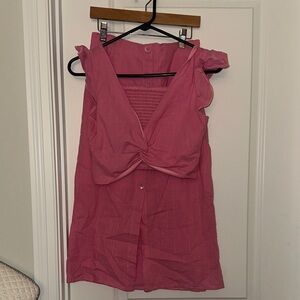 Pink Sleeveless Button-Down Top